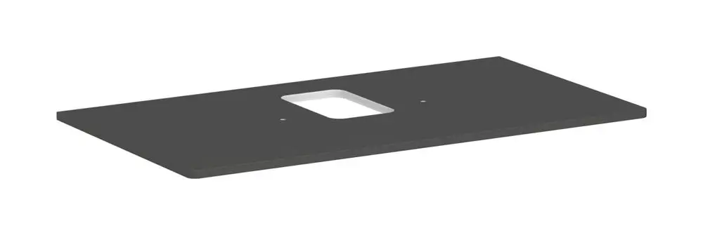 Hansgrohe Konsole in Diamantgrau Matt, flache rechteckige Platte mit mittigem Ausschnitt und zwei Bohrlöchern, geeignet für einen Aufsatzwaschtisch.